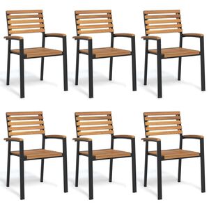 vidaXL Chaises de jardin empilables lot de 6 bois d'acacia et m&eacute;tal