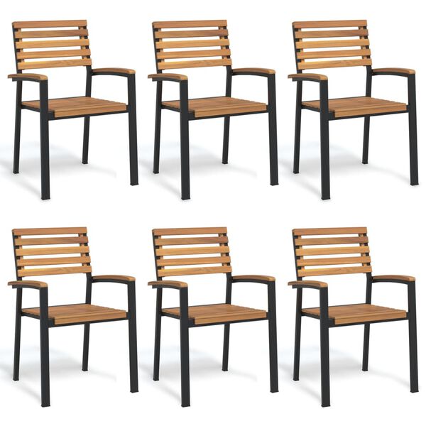 vidaXL Chaises de jardin empilables lot de 6 bois d'acacia et métal