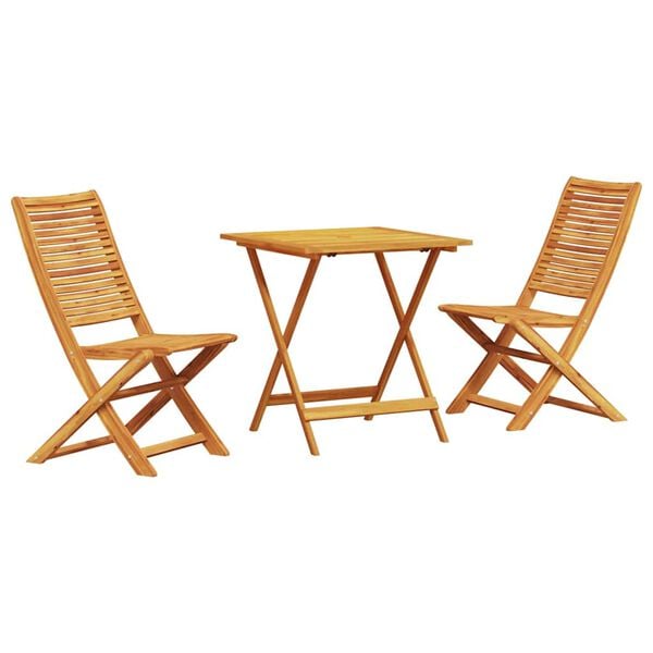 vidaXL Ensemble bistro pliant 3 pcs Marron Bois d'Acacia Massif