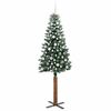 vidaXL Sapin de Noël mince Vert 210 cm PVC et bois de pin massif