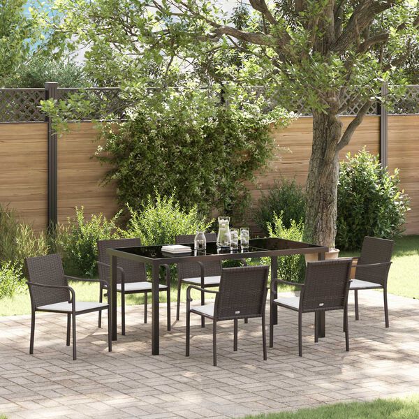 vidaXL Ensemble de salle à manger pour jardin 7 pcs Marron Poly rotin