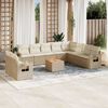 vidaXL Salon de jardin 11 pcs avec coussins beige r&eacute;sine tress&eacute;e