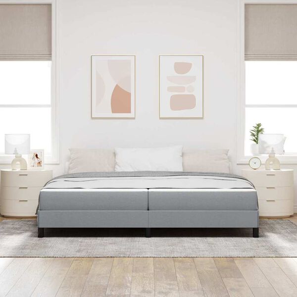 vidaXL Lit &agrave; ressorts avec matelas Gris clair 200 x 200 cm tissu