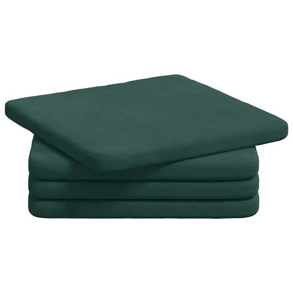 vidaXL Coussins de si&egrave;ge 4 pcs Vert fonc&eacute; 40 x 40 x 3 cm Velours