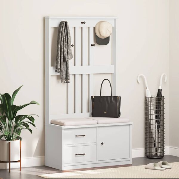 vidaXL Portemanteau SANDNES blanc 87x40x159,5 cm bois massif pin