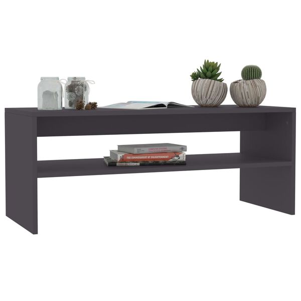 vidaXL Table basse gris 100x40x40 cm bois d'ing&eacute;nierie