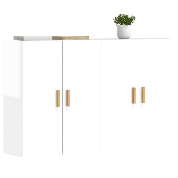 vidaXL Armoires murales 2 pcs blanc brillant bois d'ing&eacute;nierie