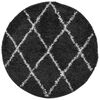 vidaXL Tapis shaggy &agrave; poils longs moderne noir et cr&egrave;me &Oslash; 280 cm