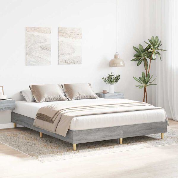 vidaXL Cadre de lit sans matelas sonoma gris 140x200 cm