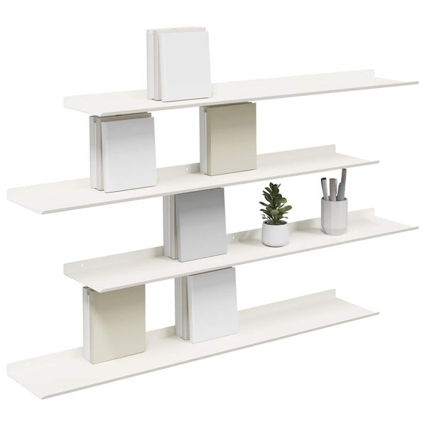 vidaXL &Eacute;tag&egrave;re flottante 4 pcs Blanc 100 x 18 x 2,5 cm Acier