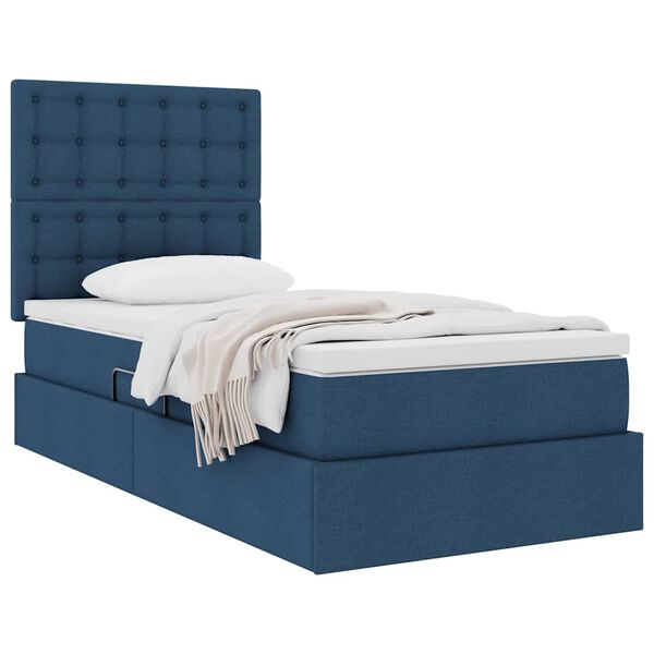 vidaXL Lit avec rangement et matelas Bleu 90 x 190 cm Polyester