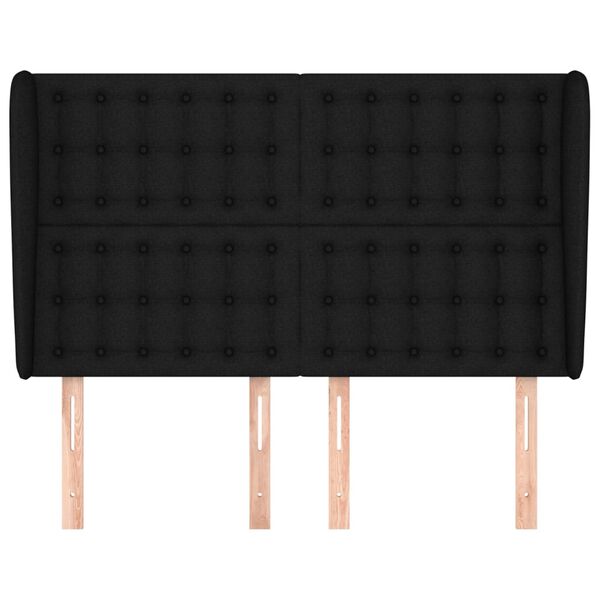 vidaXL T&ecirc;te de lit avec oreilles Noir 147x23x118/128 cm Tissu