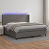 vidaXL Sommier &agrave; lattes de lit matelas LED Gris 200x200 cm Similicuir