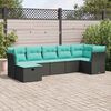 vidaXL Salon de jardin 7 pcs avec coussins noir r&eacute;sine tress&eacute;e