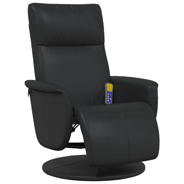 vidaXL Fauteuil inclinable de massage repose-pieds noir similicuir