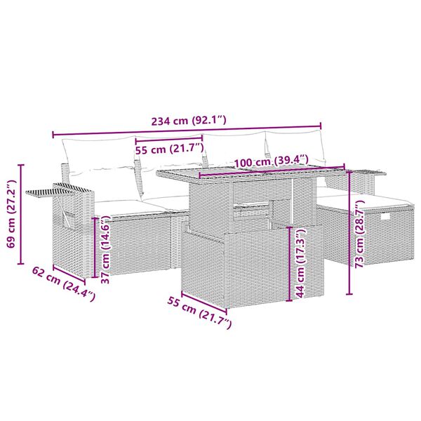 vidaXL Salon de jardin avec coussins 6 pcs beige résine tressée