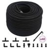 vidaXL Tuyau d'arrosage de jardin noir 0,6" 100 m caoutchouc