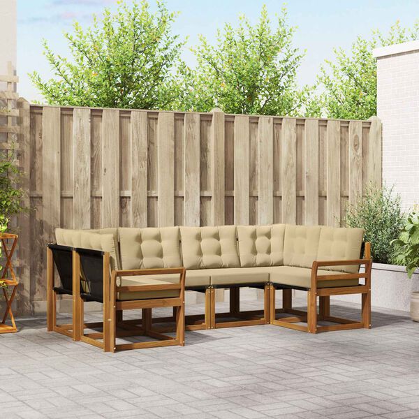 vidaXL Ensemble de canap&eacute;s d'ext&eacute;rieur 6 pcs Naturel et Beige