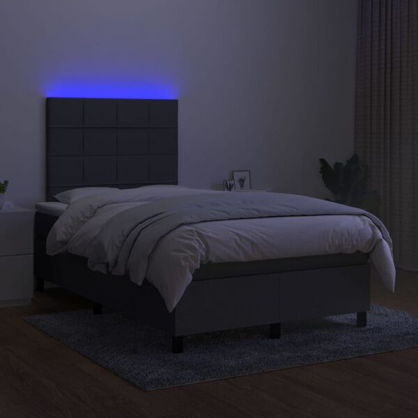 vidaXL Sommier &agrave; lattes de lit et matelas et LED Gris fonc&eacute; 120x200 cm