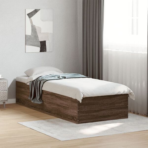 vidaXL Cadre de lit sans matelas ch&ecirc;ne marron 75x190cm bois ing&eacute;nierie