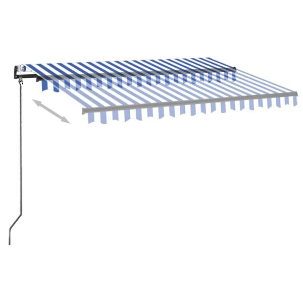 vidaXL Auvent automatique capteur de vent/LED 300x250 cm Bleu et blanc