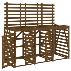 vidaXL Abri pour poubelle triple sur roulettes marron miel bois pin