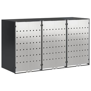 vidaXL Rangement de poubelle &agrave; roulettes pour 3 poubelles Anthracite