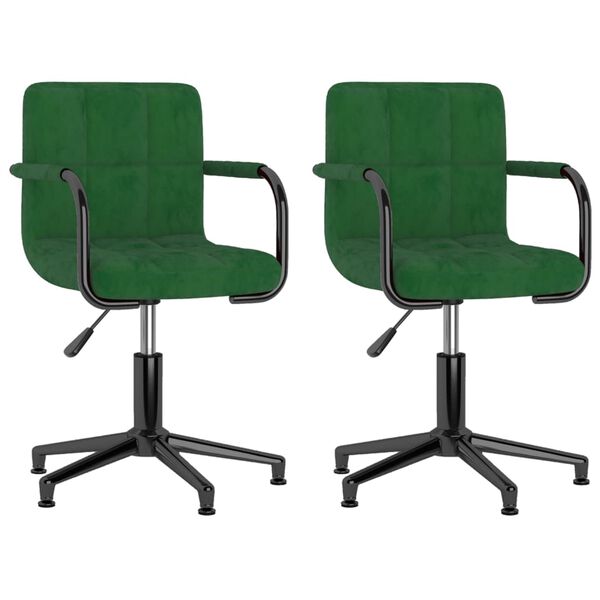vidaXL Chaises pivotantes &agrave; manger lot de 2 vert fonc&eacute; velours