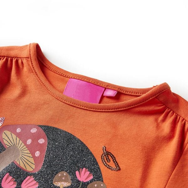 T-shirt enfants &agrave; manches longues orange br&ucirc;l&eacute; 92