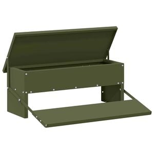vidaXL Nourrisseur &agrave; p&eacute;dale pour poules Vert olive 48,5 x 39,5 x 19 cm
