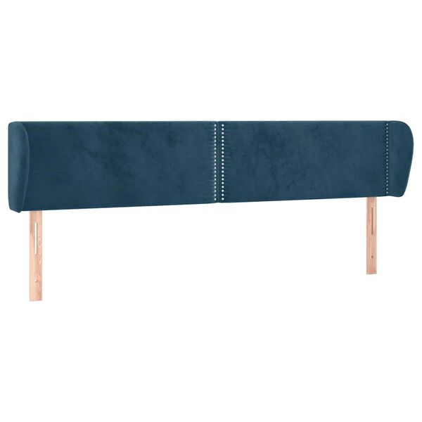 vidaXL T&ecirc;te de lit avec oreilles Bleu fonc&eacute; 203x23x78/88 cm Velours