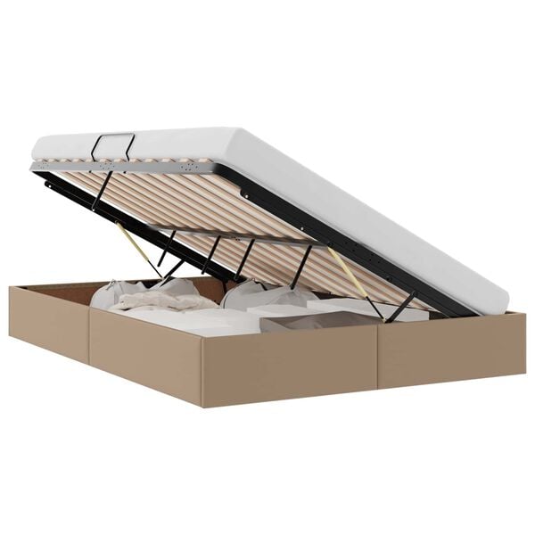 vidaXL Lit de Rangement avec matelas Cappuccino 140 x 190 cm Faux cuir