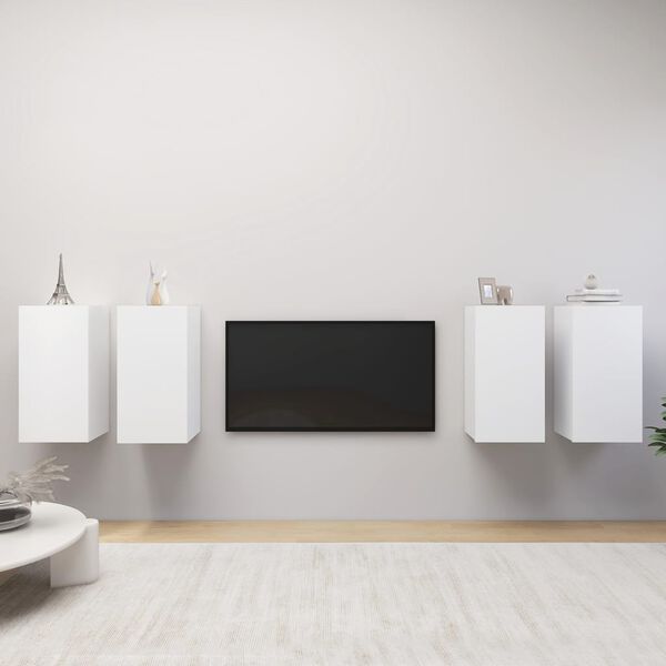 vidaXL Meubles TV 4 pcs Blanc 30,5x30x60 cm Bois d'ingénierie