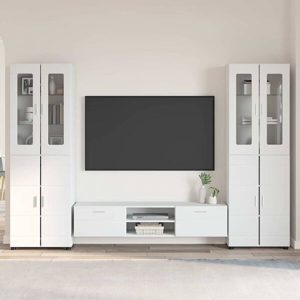 vidaXL Ensemble meuble TV avec tiroir FLORIN Blanc Bois d'ing&eacute;nierie