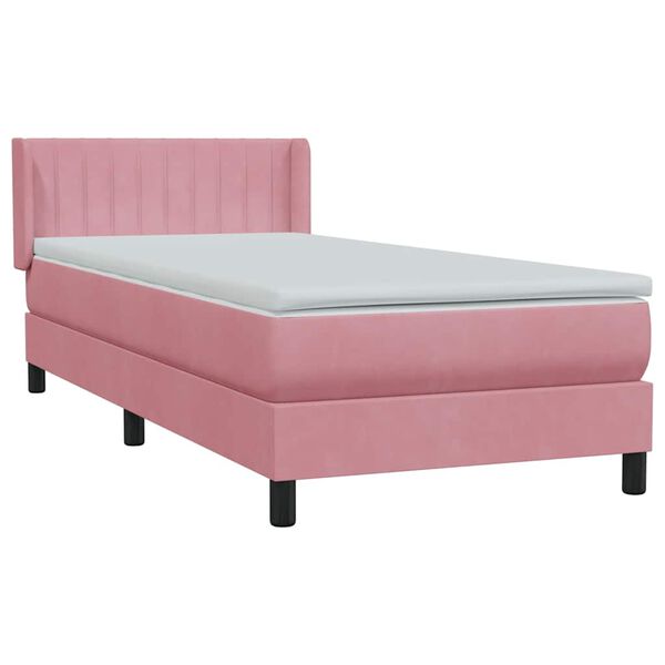 vidaXL Sommier &agrave; lattes de lit avec matelas rose 100x220 cm velours