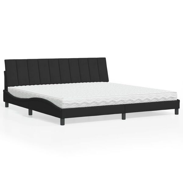 vidaXL Lit avec matelas Hanko noir 200x200 cm velours