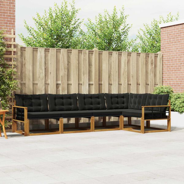 vidaXL Ensemble de canap&eacute;s d'ext&eacute;rieur 5 pcs Naturel et Noir