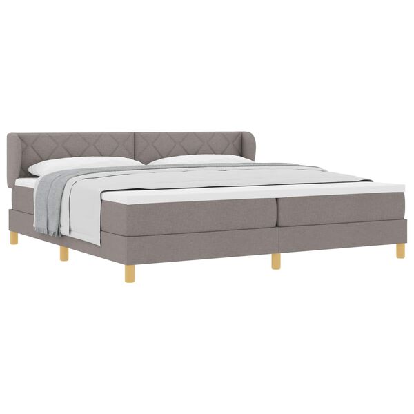 vidaXL Lit &agrave; ressorts avec matelas Taupe 200 x 200 cm tissu