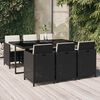 vidaXL Ensemble &agrave; manger de jardin coussins 7pcs R&eacute;sine tress&eacute;e Noir
