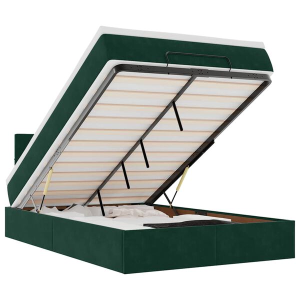 vidaXL Cadre de lit ottoman avec matelas vert fonc&eacute; 120x200 cm velours