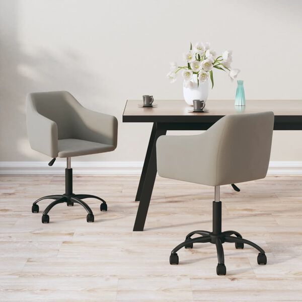 vidaXL Chaises pivotantes &agrave; manger lot de 2 Gris clair Velours