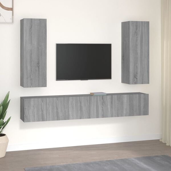 vidaXL Ensemble de meubles TV 5 pcs Sonoma gris Bois d'ingénierie