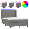 vidaXL Sommier &agrave; lattes de lit matelas LED Gris fonc&eacute; 140x190 cm Tissu