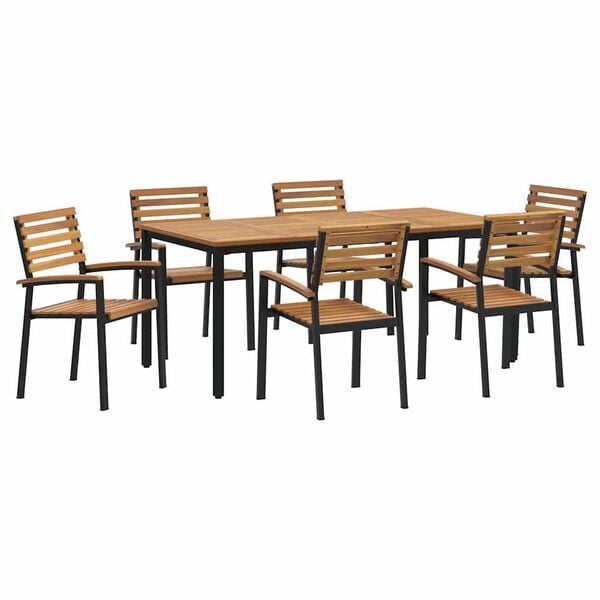 vidaXL Ensemble de salle &agrave; manger pour jardin 7 pcs Noir