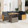 vidaXL Salon de jardin avec coussins 6 pcs gris r&eacute;sine tress&eacute;e acacia