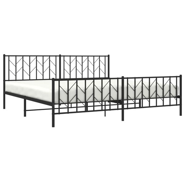 vidaXL Cadre de lit m&eacute;tal sans matelas avec pied de lit noir 200x200cm