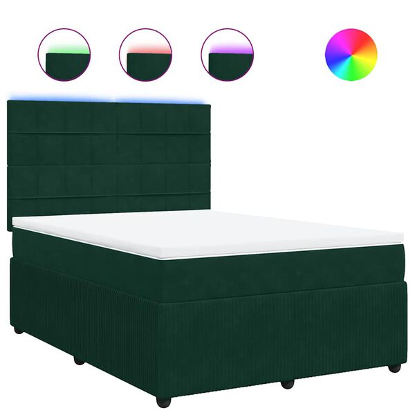 vidaXL Sommier &agrave; lattes de lit et matelas Vert fonc&eacute; 140x190cm Velours