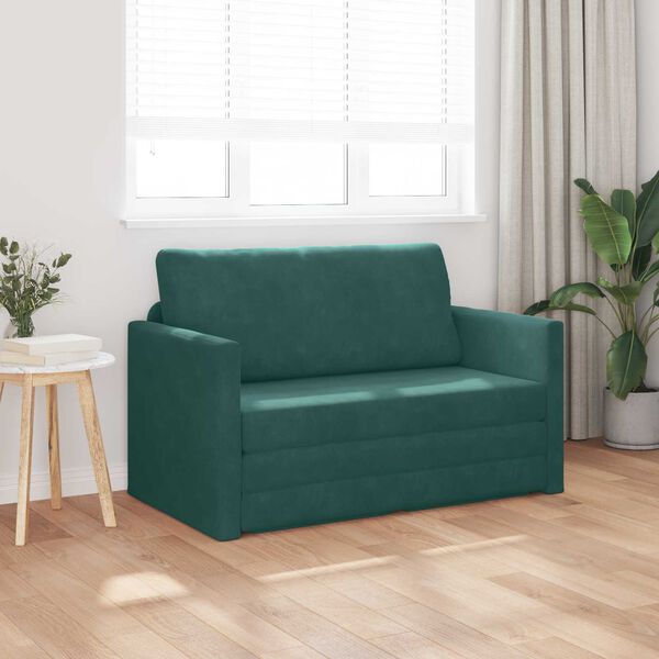vidaXL Canap&eacute;-Lit 110cm Vert fonc&eacute; Velours