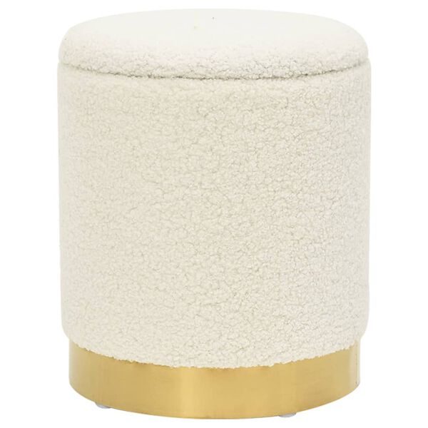 vidaXL Tabouret de rangement rond Blanc Molleton 31 x 37 cm