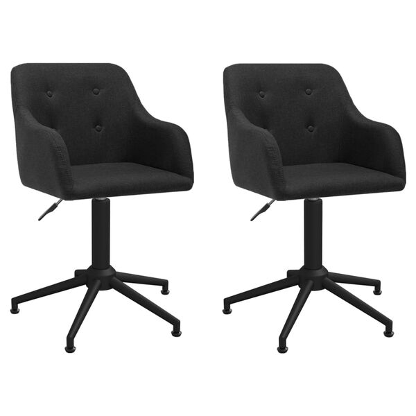 vidaXL Chaises pivotantes &agrave; manger lot de 2 noir tissu